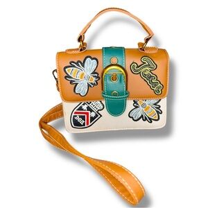 Trendy Embroidered Patch Crossbody Bag